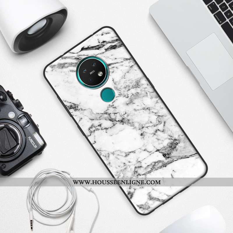 Housse Nokia 7.2 Silicone Personnalité Fluide Doux Blanc Coque Créatif En Bois Blanche