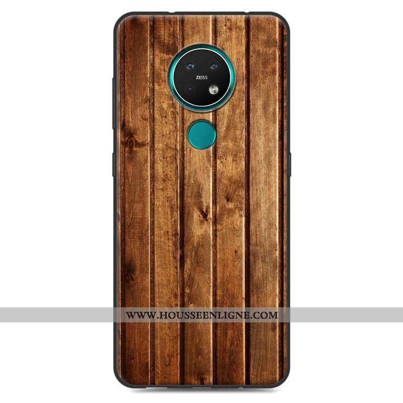 Housse Nokia 7.2 Silicone Personnalité Fluide Doux Blanc Coque Créatif En Bois Blanche