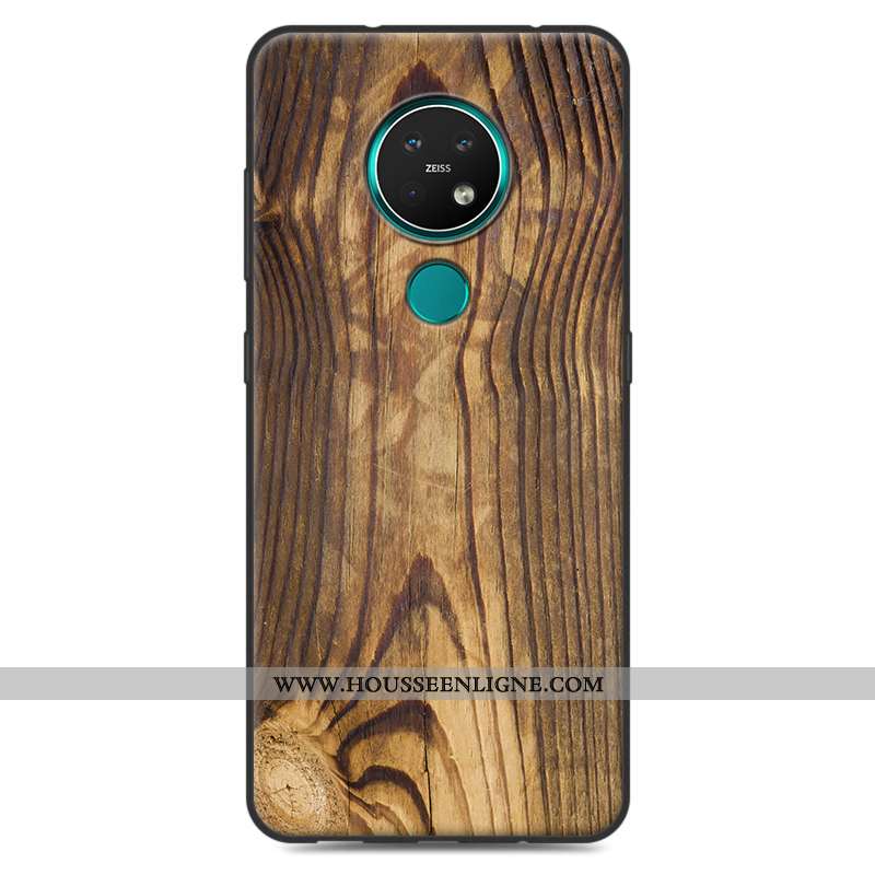 Housse Nokia 7.2 Silicone Personnalité Fluide Doux Blanc Coque Créatif En Bois Blanche