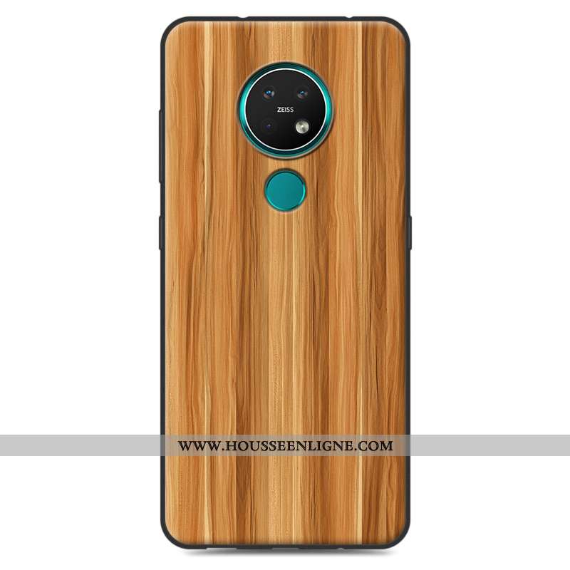 Housse Nokia 7.2 Silicone Personnalité Fluide Doux Blanc Coque Créatif En Bois Blanche