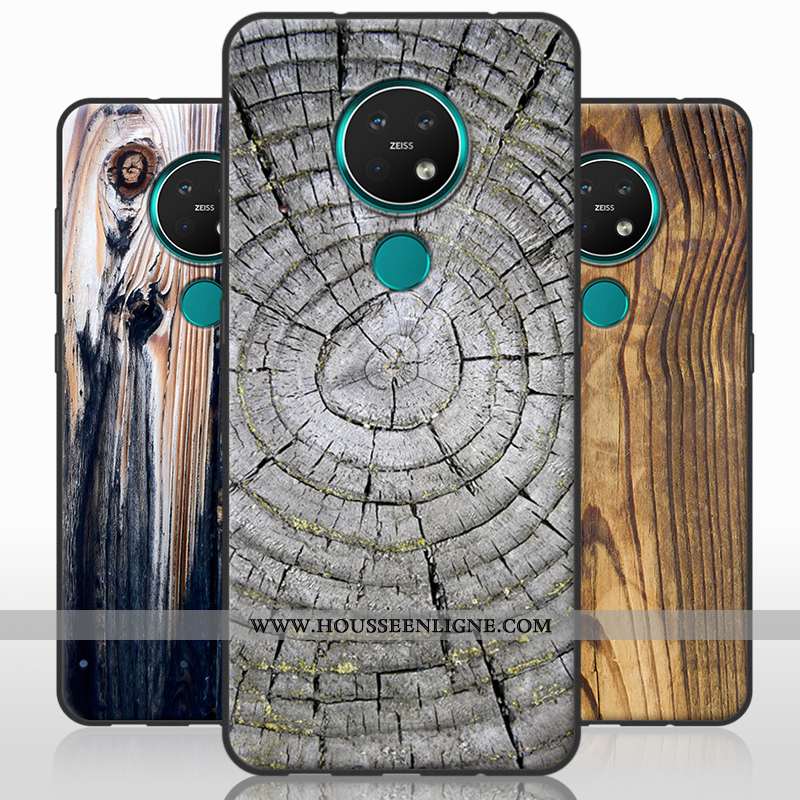 Housse Nokia 7.2 Silicone Personnalité Fluide Doux Blanc Coque Créatif En Bois Blanche