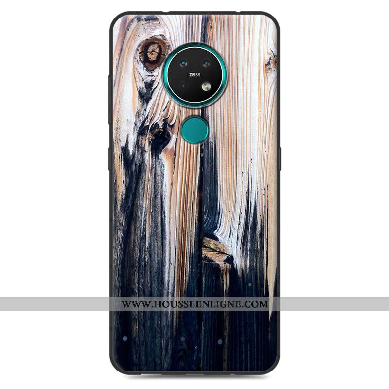 Housse Nokia 7.2 Silicone Personnalité Fluide Doux Blanc Coque Créatif En Bois Blanche