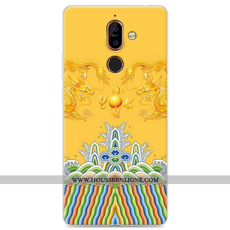 Housse Nokia 7 Plus Créatif Silicone Téléphone Portable Incassable Étui Amoureux Tout Compris Jaune