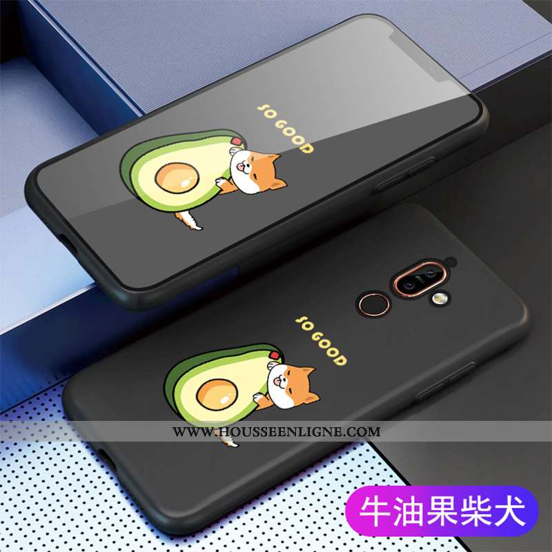 Housse Nokia 7 Plus Dessin Animé Légère Tout Compris Noir Silicone Délavé En Daim Coque