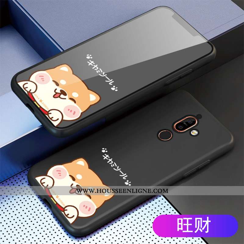 Housse Nokia 7 Plus Dessin Animé Légère Tout Compris Noir Silicone Délavé En Daim Coque