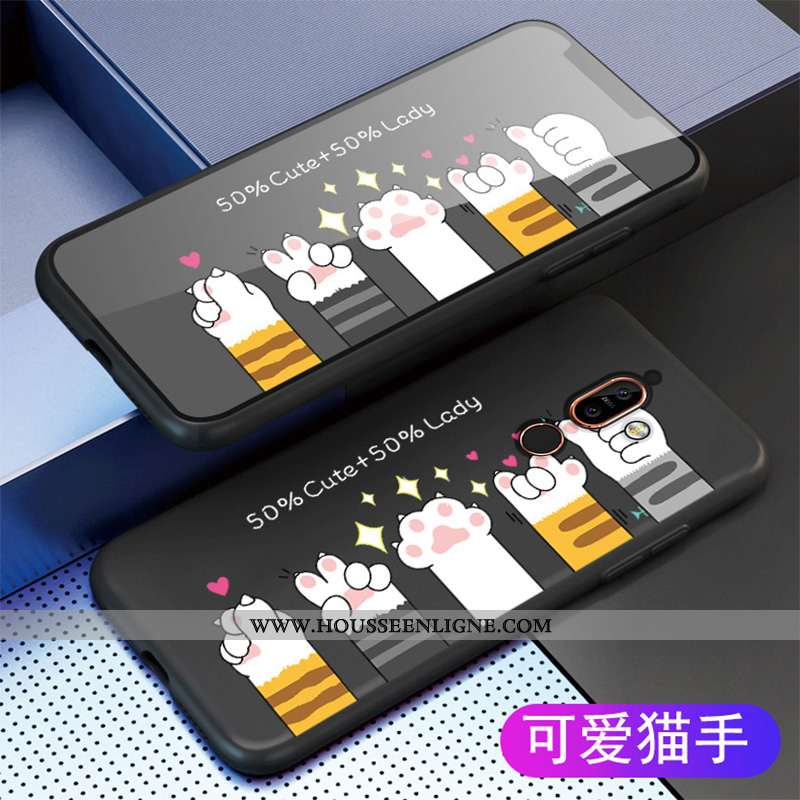 Housse Nokia 7 Plus Dessin Animé Légère Tout Compris Noir Silicone Délavé En Daim Coque