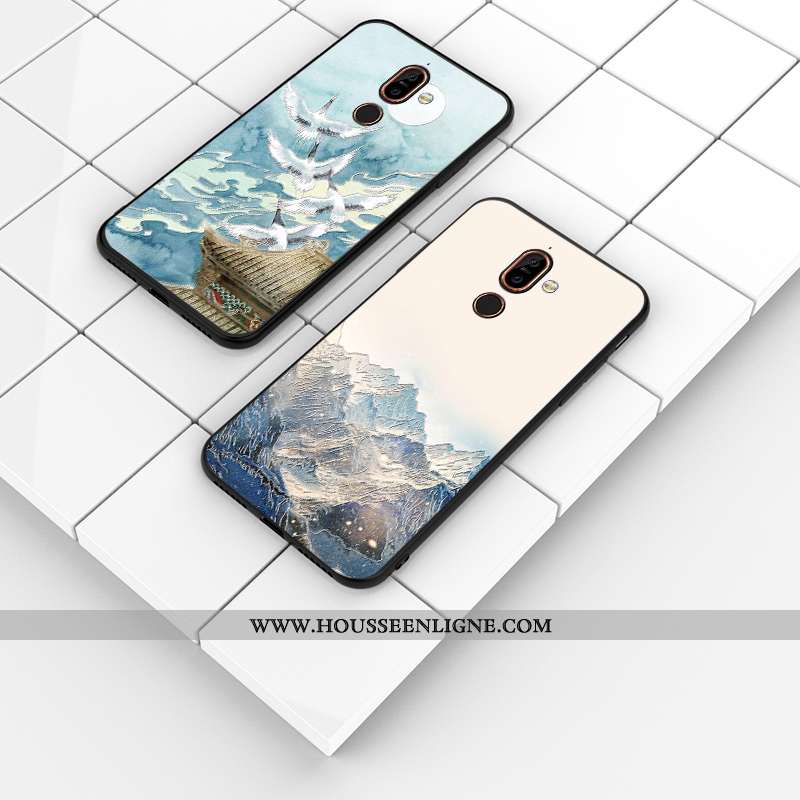 Housse Nokia 7 Plus Personnalité Gaufrage Silicone Téléphone Portable Bleu Personnalisé Délavé En Da