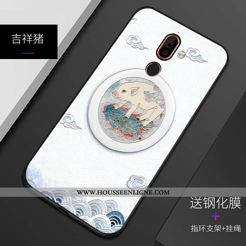 Housse Nokia 7 Plus Personnalité Gaufrage Silicone Téléphone Portable Bleu Personnalisé Délavé En Da