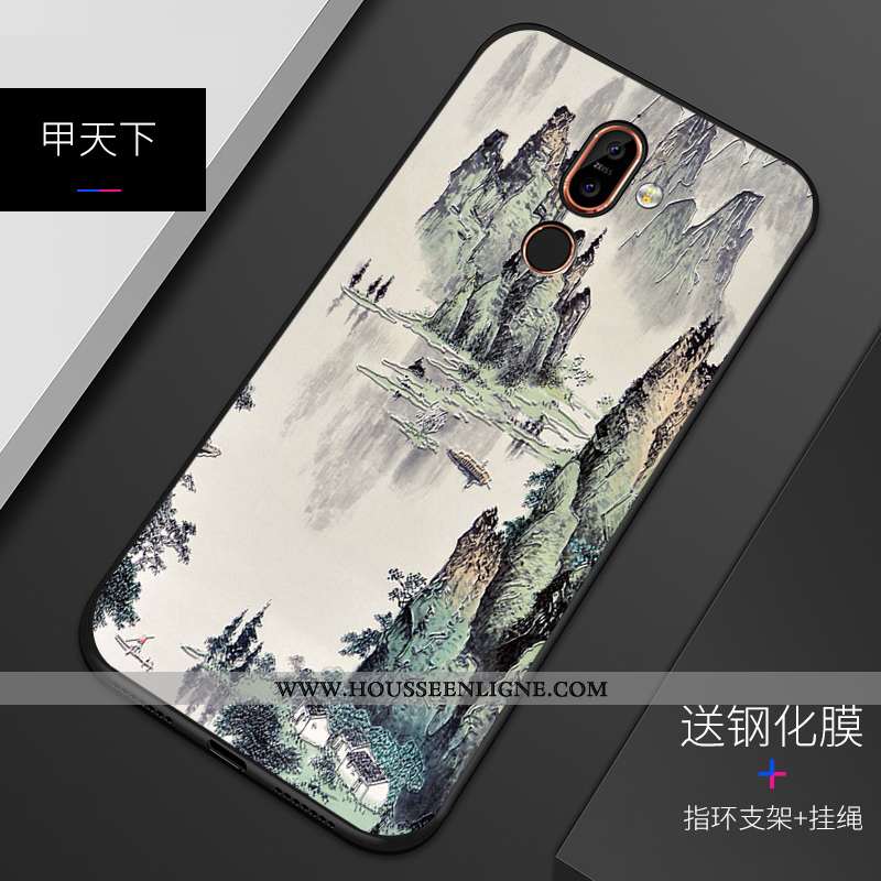 Housse Nokia 7 Plus Personnalité Gaufrage Silicone Téléphone Portable Bleu Personnalisé Délavé En Da
