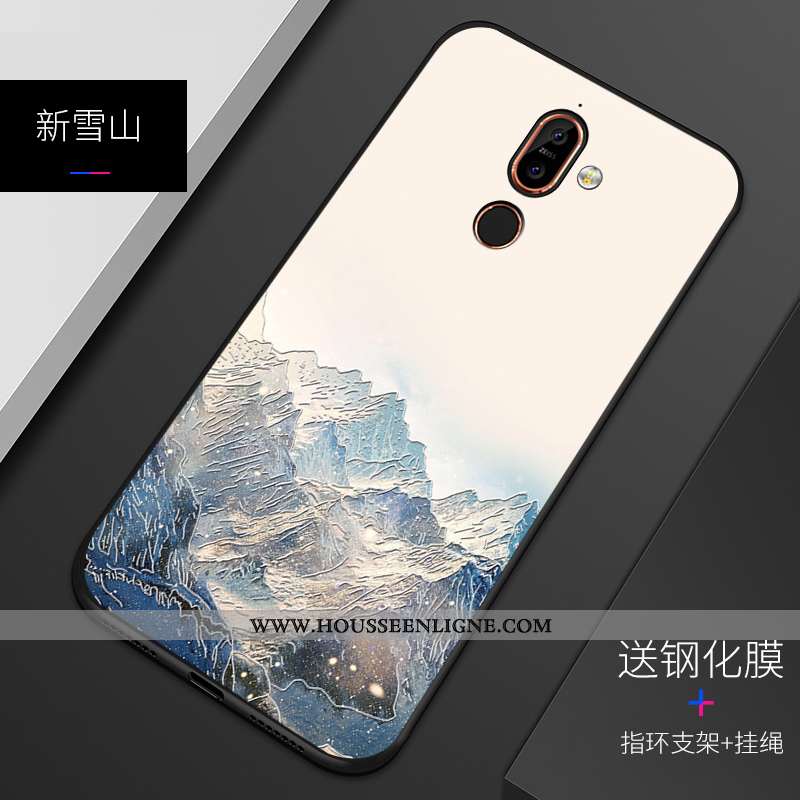 Housse Nokia 7 Plus Personnalité Gaufrage Silicone Téléphone Portable Bleu Personnalisé Délavé En Da