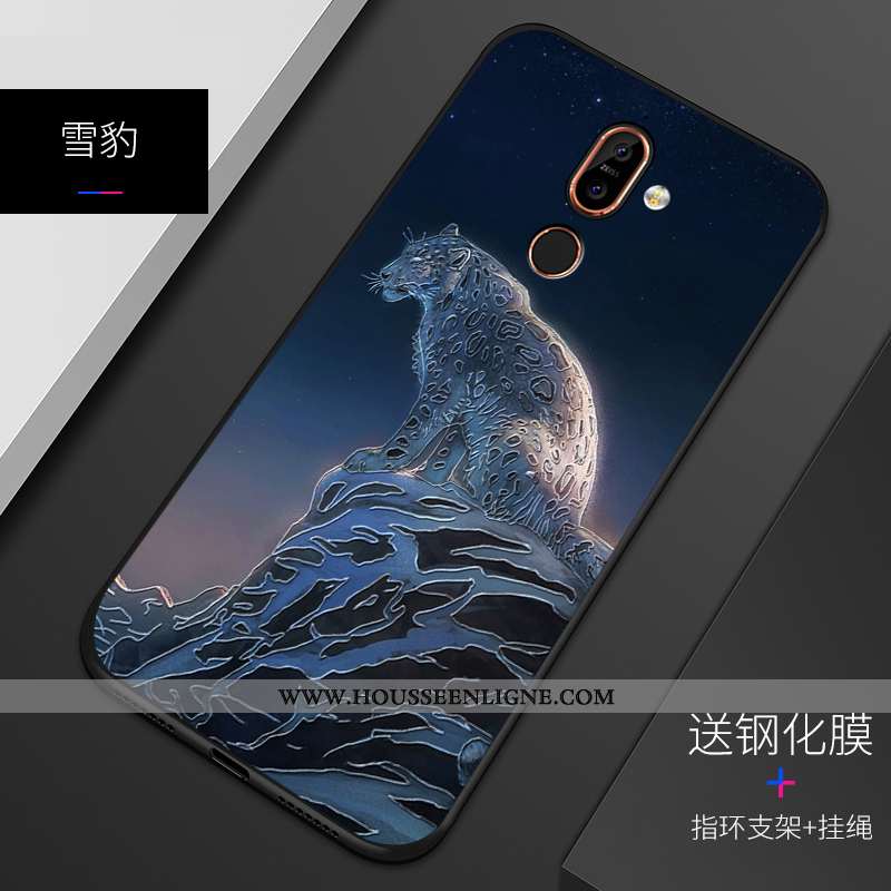 Housse Nokia 7 Plus Personnalité Gaufrage Silicone Téléphone Portable Bleu Personnalisé Délavé En Da