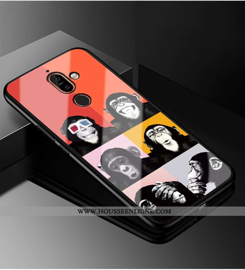 Housse Nokia 7 Plus Personnalité Silicone Simple Téléphone Portable Incassable Protection Étui Noir