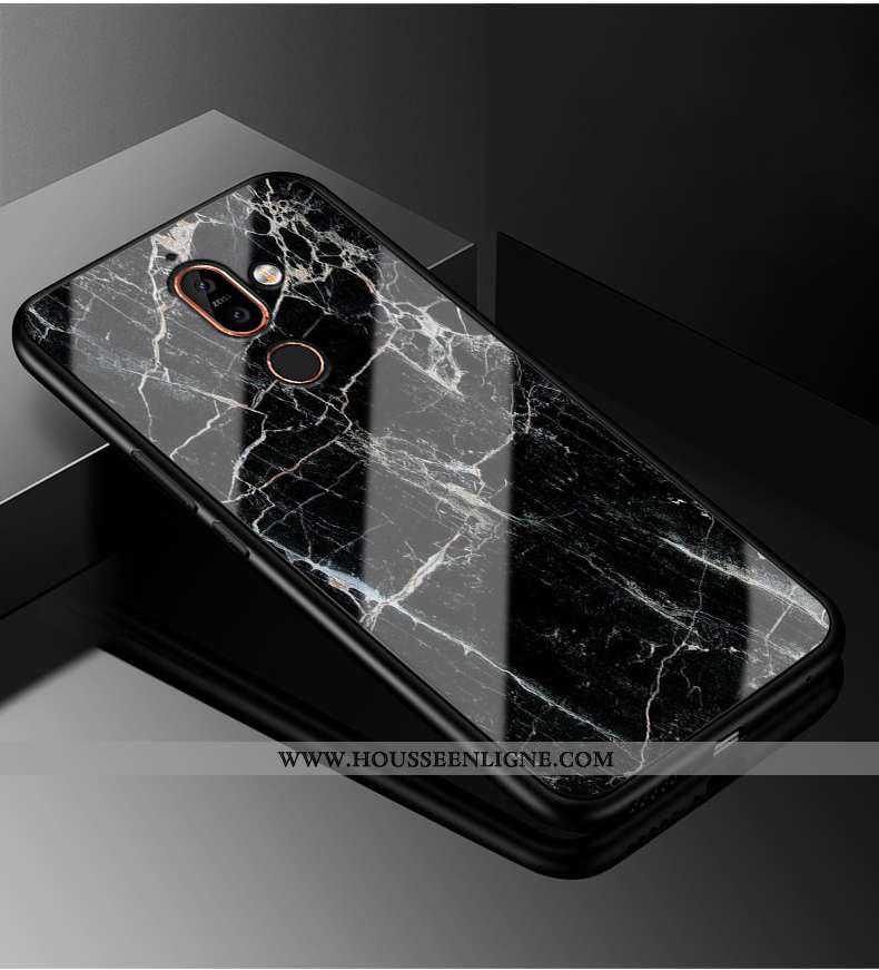 Housse Nokia 7 Plus Personnalité Silicone Simple Téléphone Portable Incassable Protection Étui Noir