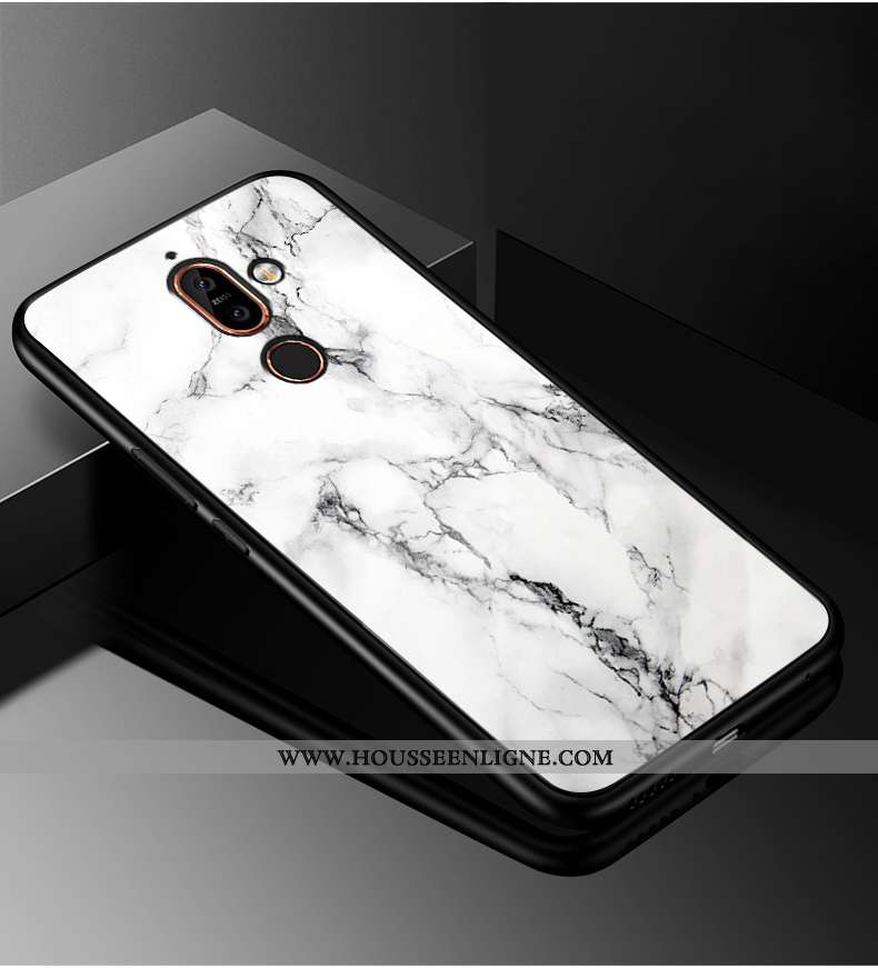 Housse Nokia 7 Plus Personnalité Silicone Simple Téléphone Portable Incassable Protection Étui Noir