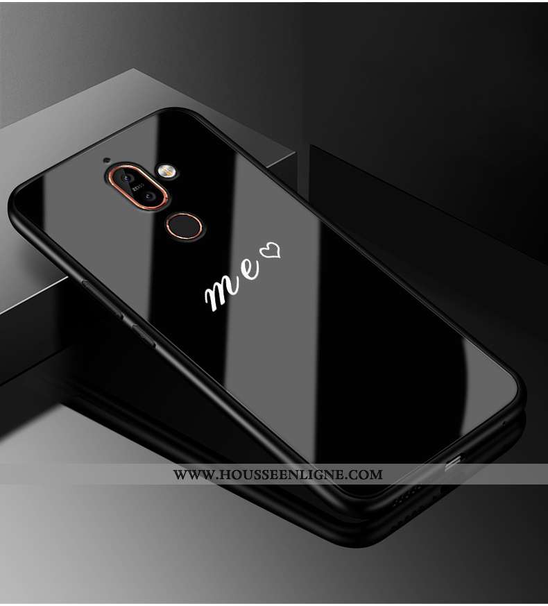 Housse Nokia 7 Plus Personnalité Silicone Simple Téléphone Portable Incassable Protection Étui Noir