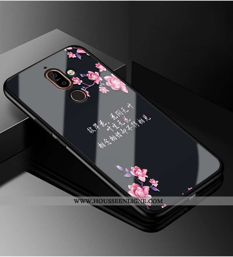 Housse Nokia 7 Plus Personnalité Silicone Simple Téléphone Portable Incassable Protection Étui Noir