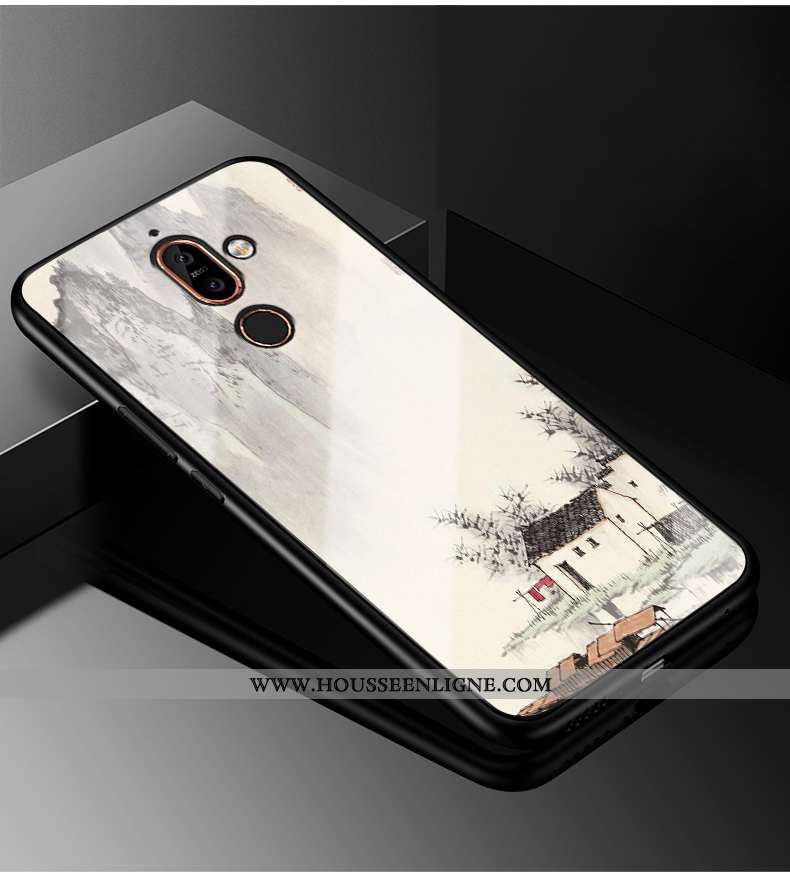 Housse Nokia 7 Plus Personnalité Silicone Simple Téléphone Portable Incassable Protection Étui Noir