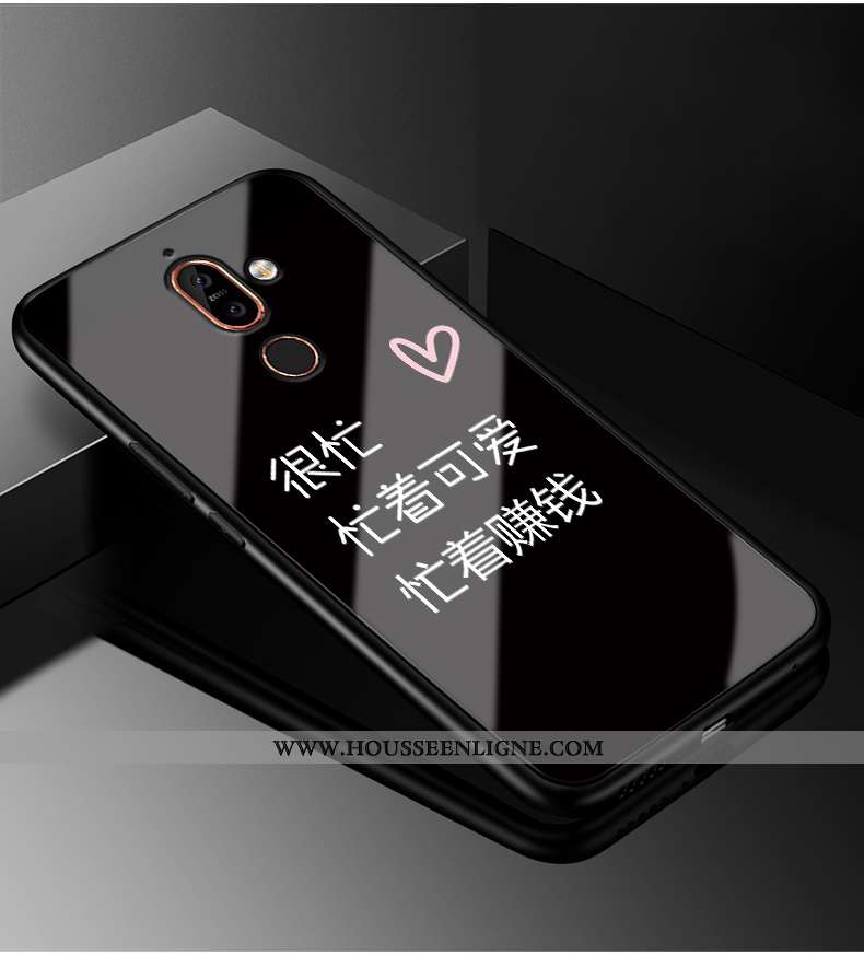 Housse Nokia 7 Plus Personnalité Silicone Simple Téléphone Portable Incassable Protection Étui Noir