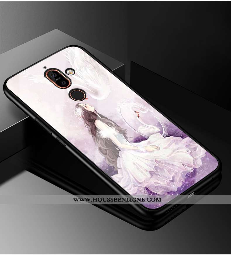 Housse Nokia 7 Plus Personnalité Silicone Simple Téléphone Portable Incassable Protection Étui Noir