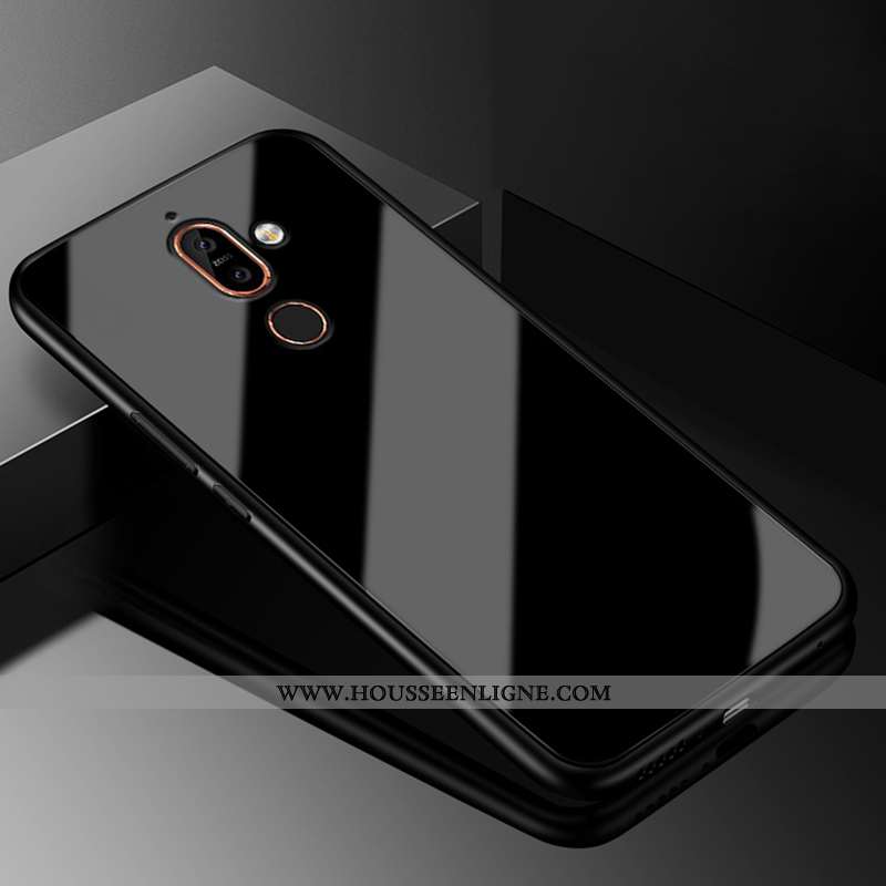 Housse Nokia 7 Plus Verre Tendance Protection Étui Téléphone Portable Simple Silicone Rouge