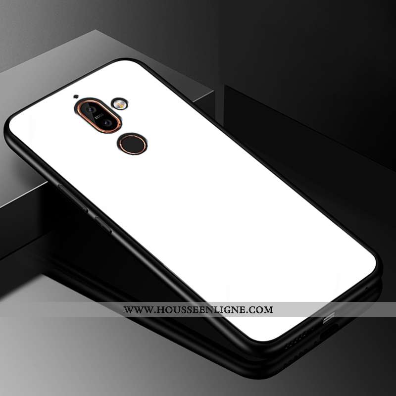 Housse Nokia 7 Plus Verre Tendance Protection Étui Téléphone Portable Simple Silicone Rouge