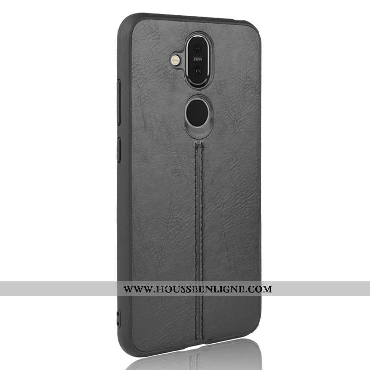 Housse Nokia 8.1 Cuir Protection Coque Tout Compris Étui Difficile Téléphone Portable Noir