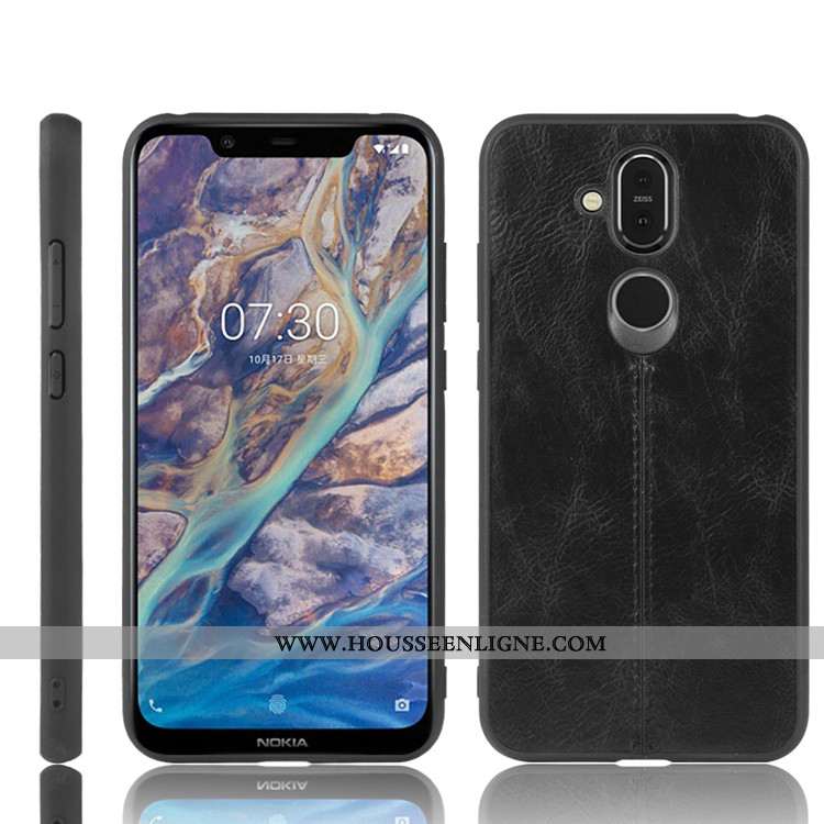 Housse Nokia 8.1 Cuir Protection Coque Tout Compris Étui Difficile Téléphone Portable Noir
