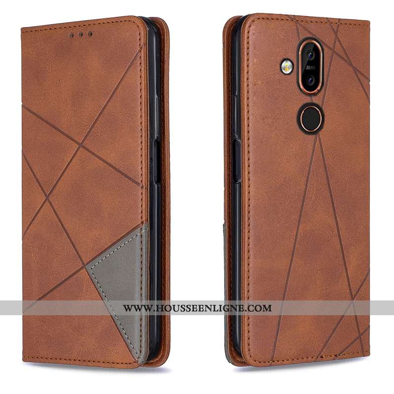 Housse Nokia 8.1 Cuir Protection Tout Compris Automatique Kaki Étui Khaki