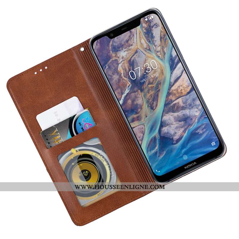 Housse Nokia 8.1 Cuir Protection Tout Compris Automatique Kaki Étui Khaki
