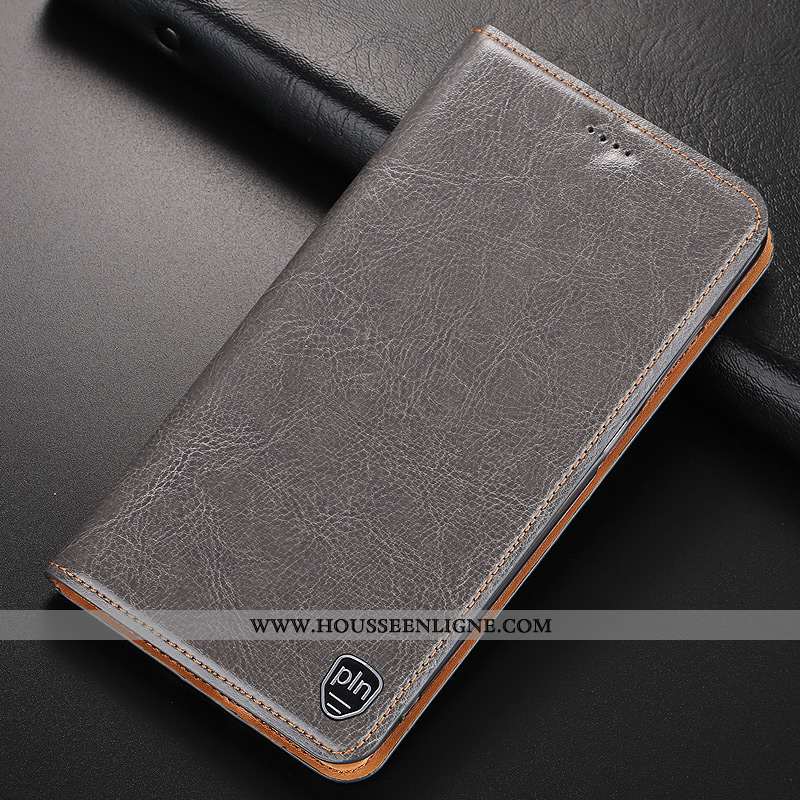 Housse Nokia 8.1 Cuir Véritable Protection Étui Incassable Coque Téléphone Portable Gris