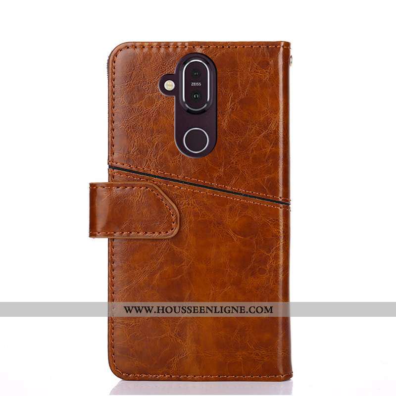 Housse Nokia 8.1 Fluide Doux Cuir Téléphone Portable Coque Tout Compris Rouge