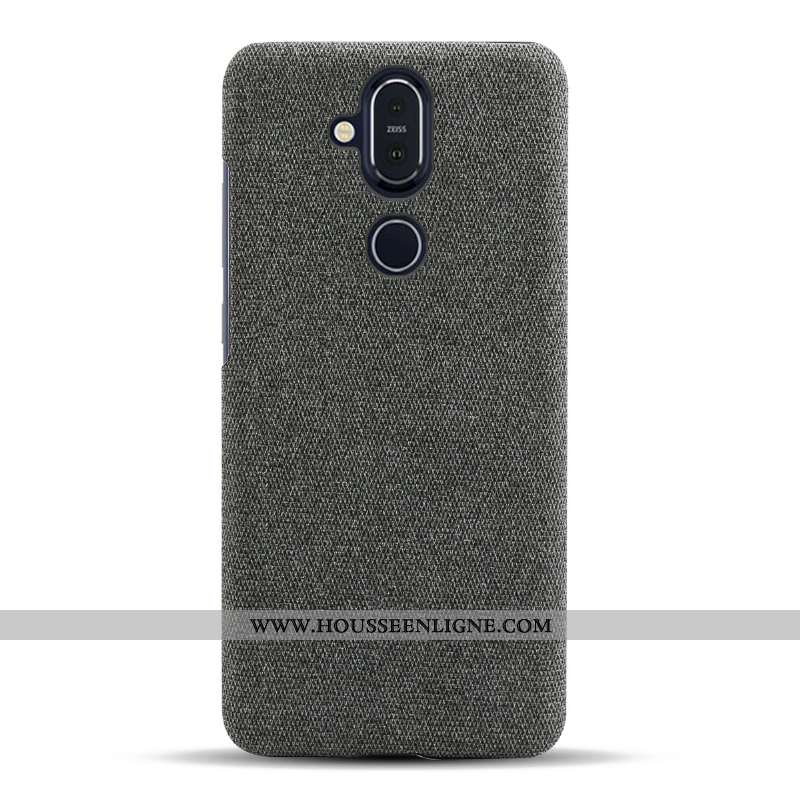 Housse Nokia 8.1 Légère Protection Légères Tissu Simple Téléphone Portable Coque Noir