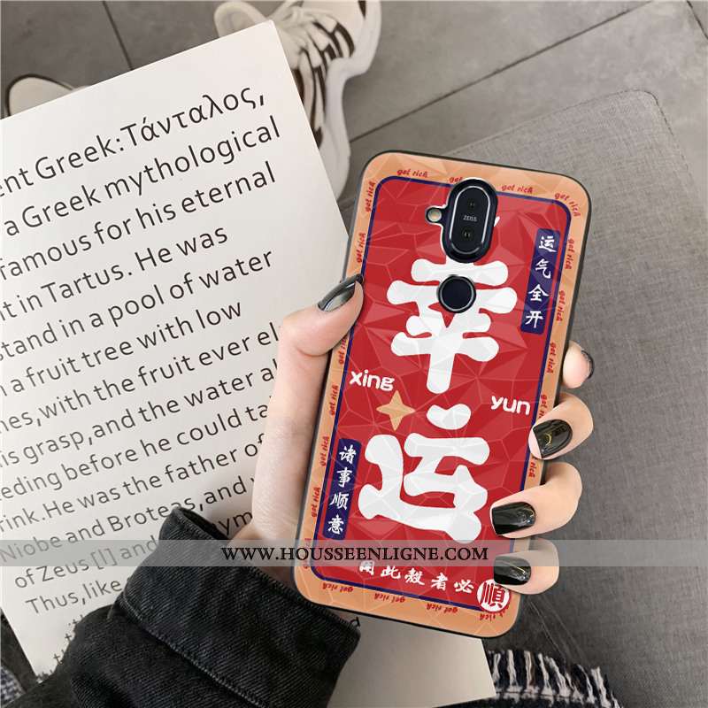 Housse Nokia 8.1 Modèle Fleurie Losange Chanceux Rouge Coque Téléphone Portable Nouveau