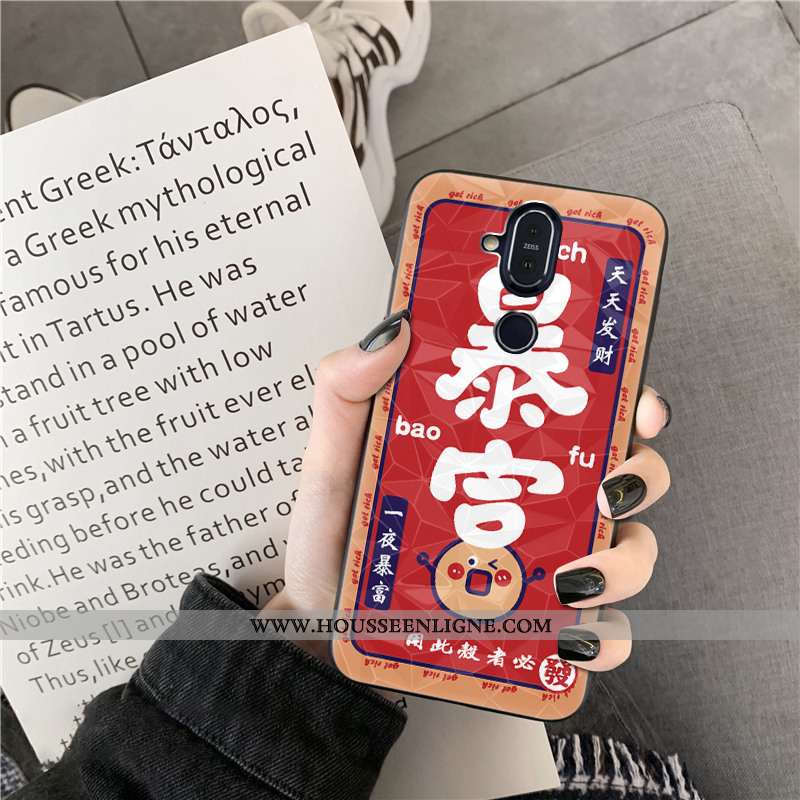 Housse Nokia 8.1 Modèle Fleurie Losange Chanceux Rouge Coque Téléphone Portable Nouveau