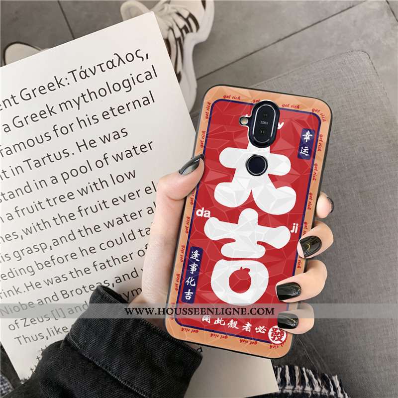 Housse Nokia 8.1 Modèle Fleurie Losange Chanceux Rouge Coque Téléphone Portable Nouveau