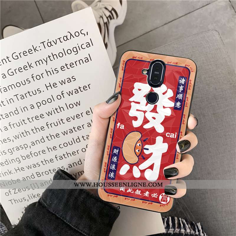 Housse Nokia 8.1 Modèle Fleurie Losange Chanceux Rouge Coque Téléphone Portable Nouveau