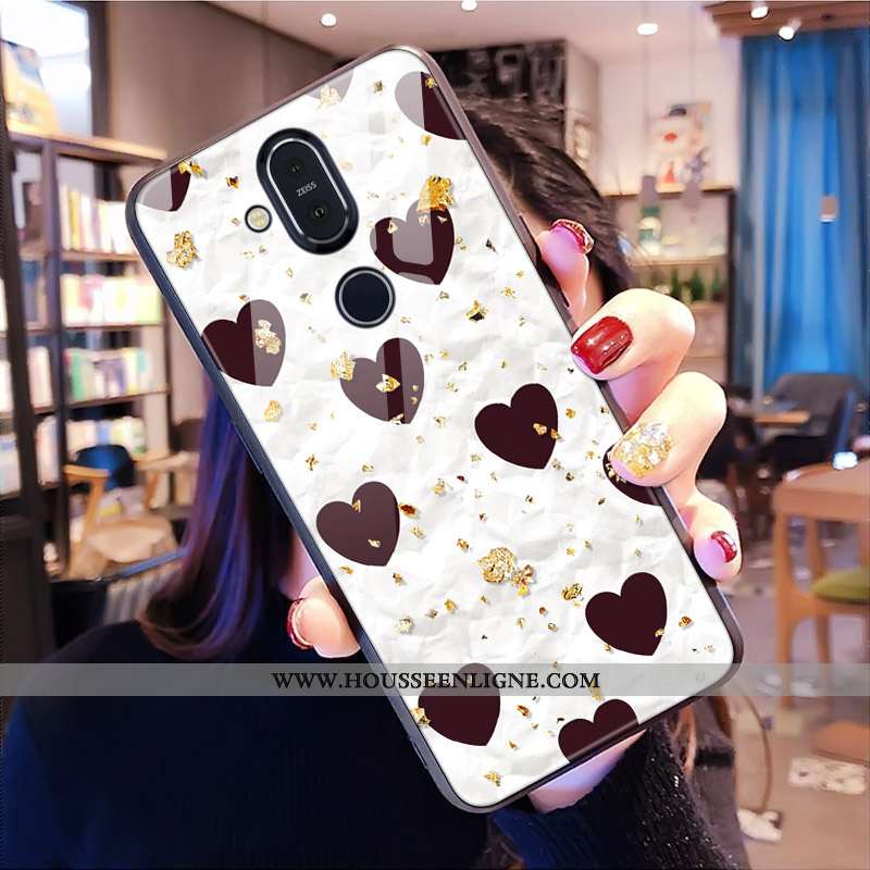 Housse Nokia 8.1 Modèle Fleurie Verre Tout Compris Léopard Rouge Téléphone Portable Coque