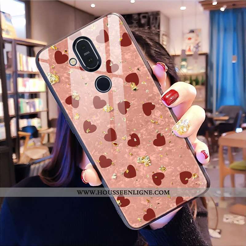 Housse Nokia 8.1 Modèle Fleurie Verre Tout Compris Léopard Rouge Téléphone Portable Coque