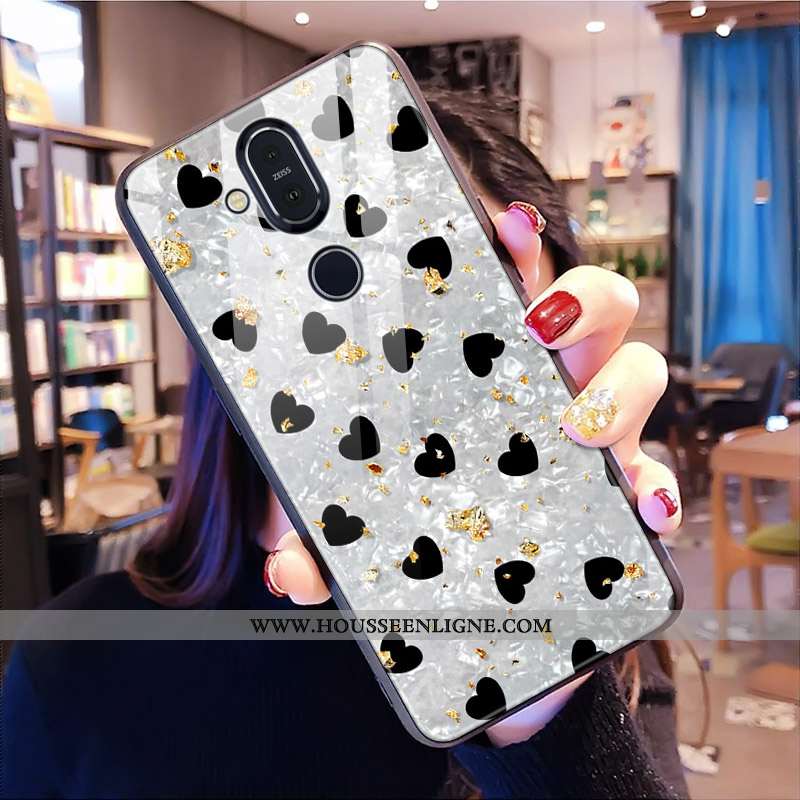 Housse Nokia 8.1 Modèle Fleurie Verre Tout Compris Léopard Rouge Téléphone Portable Coque