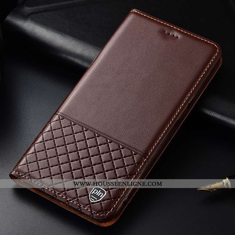 Housse Nokia 8.1 Protection Cuir Véritable Étui Incassable Mesh Coque Marron