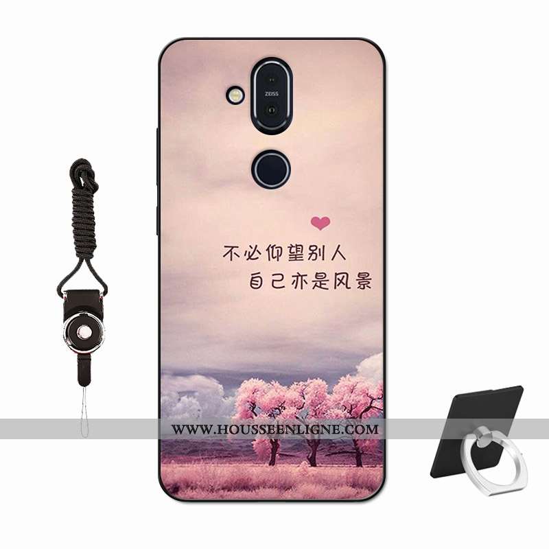 Housse Nokia 8.1 Protection Verre Amoureux Délavé En Daim Membrane Silicone Tout Compris Violet