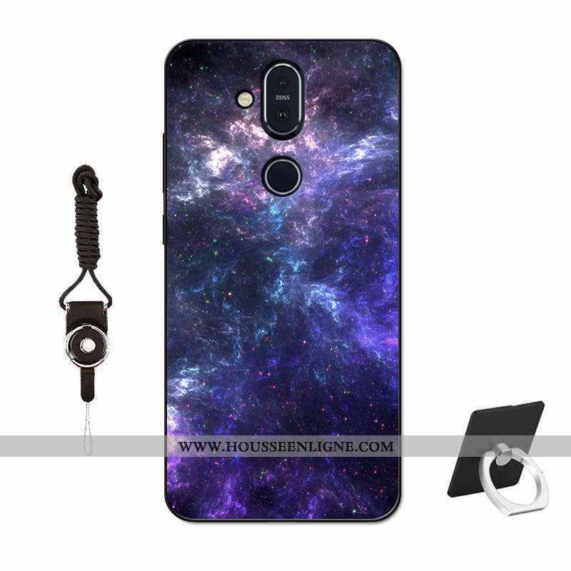Housse Nokia 8.1 Protection Verre Amoureux Délavé En Daim Membrane Silicone Tout Compris Violet