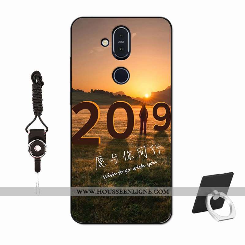 Housse Nokia 8.1 Protection Verre Amoureux Délavé En Daim Membrane Silicone Tout Compris Violet