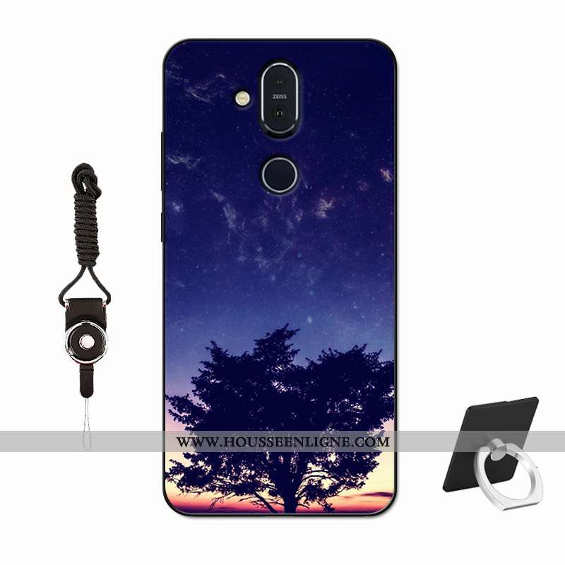 Housse Nokia 8.1 Protection Verre Amoureux Délavé En Daim Membrane Silicone Tout Compris Violet