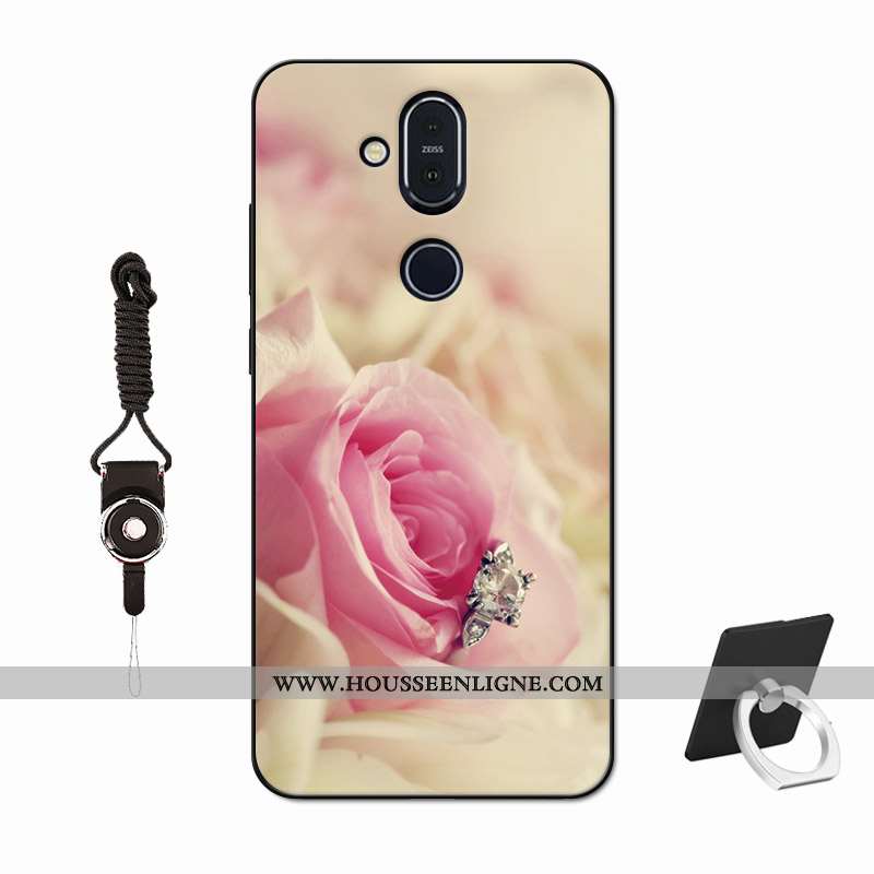Housse Nokia 8.1 Protection Verre Amoureux Délavé En Daim Membrane Silicone Tout Compris Violet