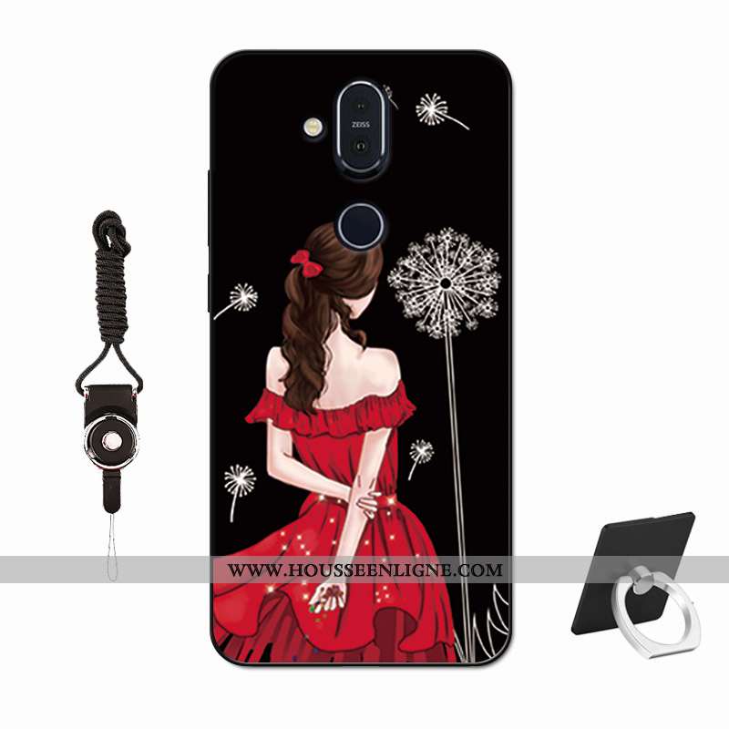 Housse Nokia 8.1 Protection Verre Amoureux Délavé En Daim Membrane Silicone Tout Compris Violet