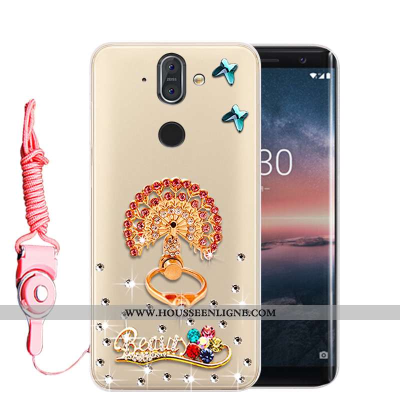 Housse Nokia 8 Sirocco Protection Strass Or Téléphone Portable Incassable Fluide Doux Étui Doré