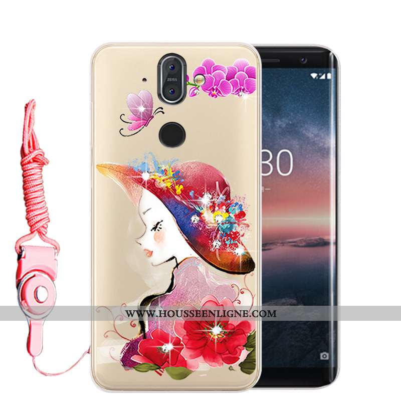 Housse Nokia 8 Sirocco Protection Strass Or Téléphone Portable Incassable Fluide Doux Étui Doré