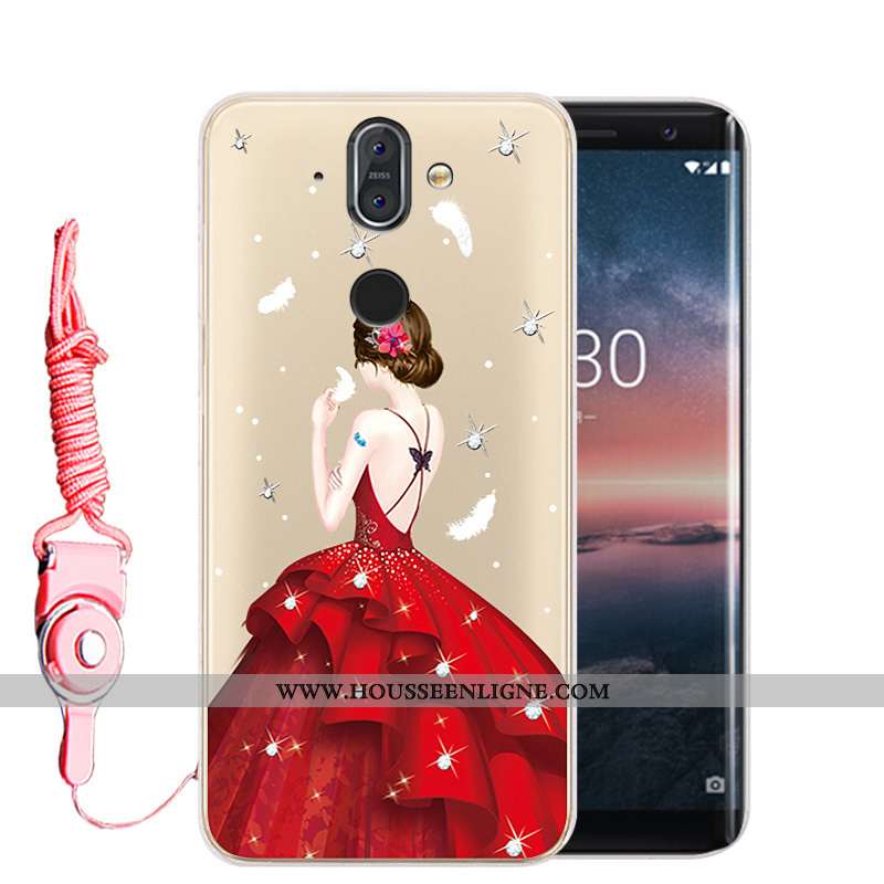 Housse Nokia 8 Sirocco Protection Strass Or Téléphone Portable Incassable Fluide Doux Étui Doré