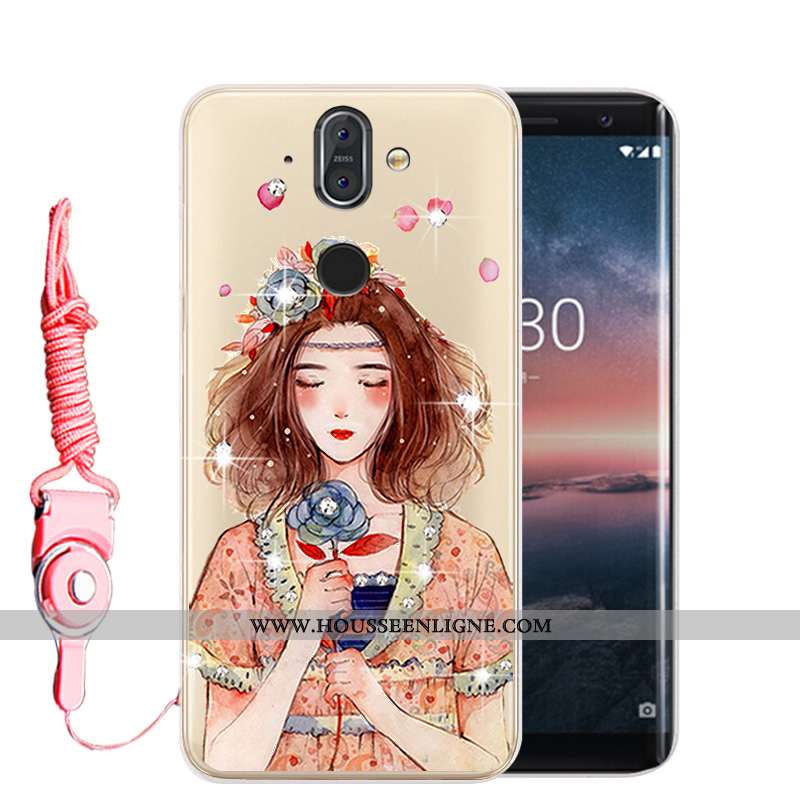 Housse Nokia 8 Sirocco Protection Strass Or Téléphone Portable Incassable Fluide Doux Étui Doré